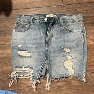 Free people Distressed Denim Skirt